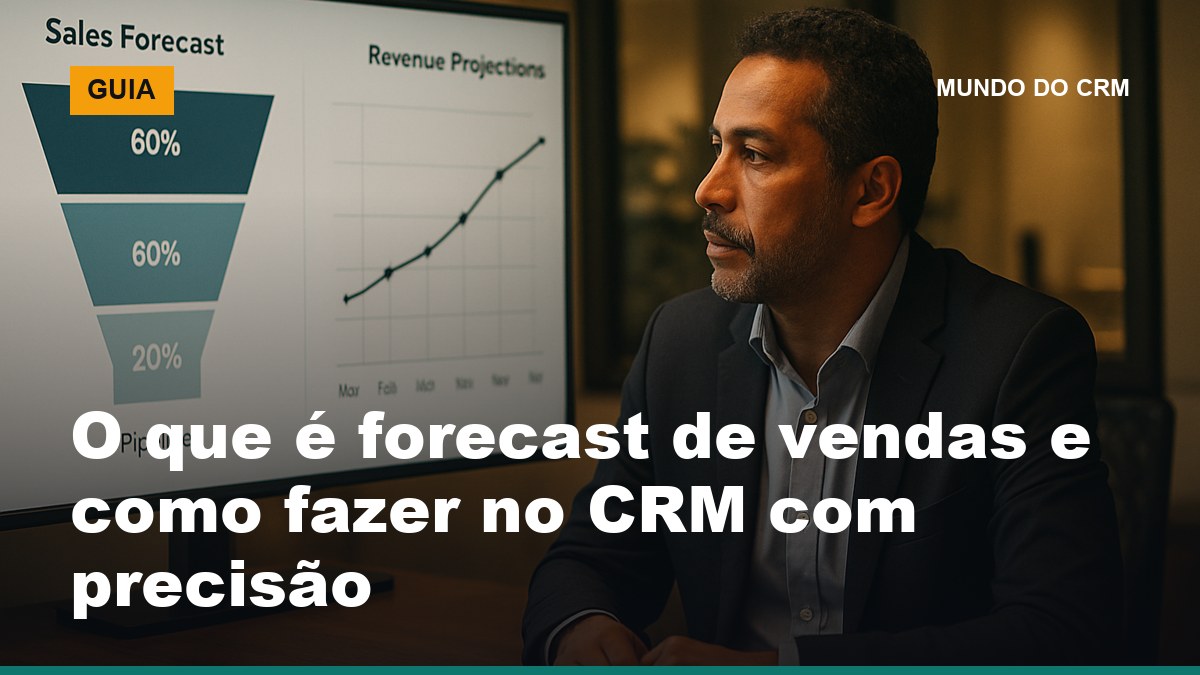 Diretora de vendas brasileira revisando dashboard de forecast com gráficos de pipeline ponderado e projeção de receita em sala de reunião