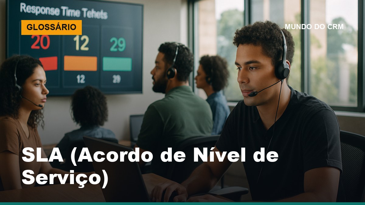 Equipe de atendimento brasileira monitorando SLA e tempo de resposta em painel de chamados no escritório